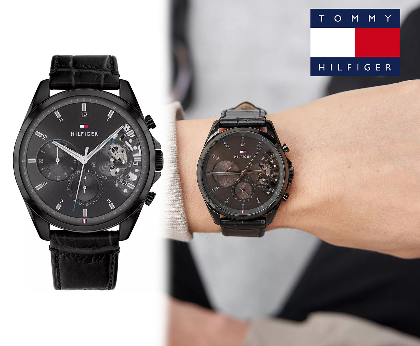 T-O-M-M-Y H-I-L-F-I-G-E-R MONTRE ORIGINAL bleu dore
