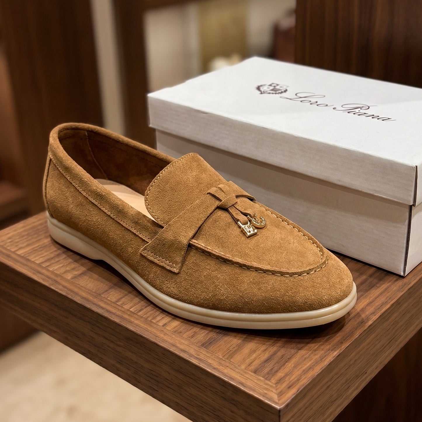 Loro piana mocassin marron tabac